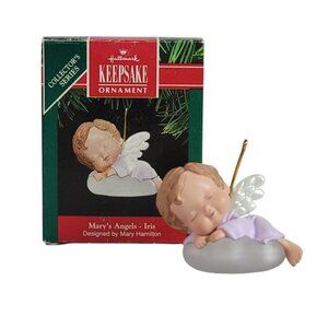 Hallmark Ornament Mary's Angels Iris Series Sleeping Angel on Cloud 1991 Vintage